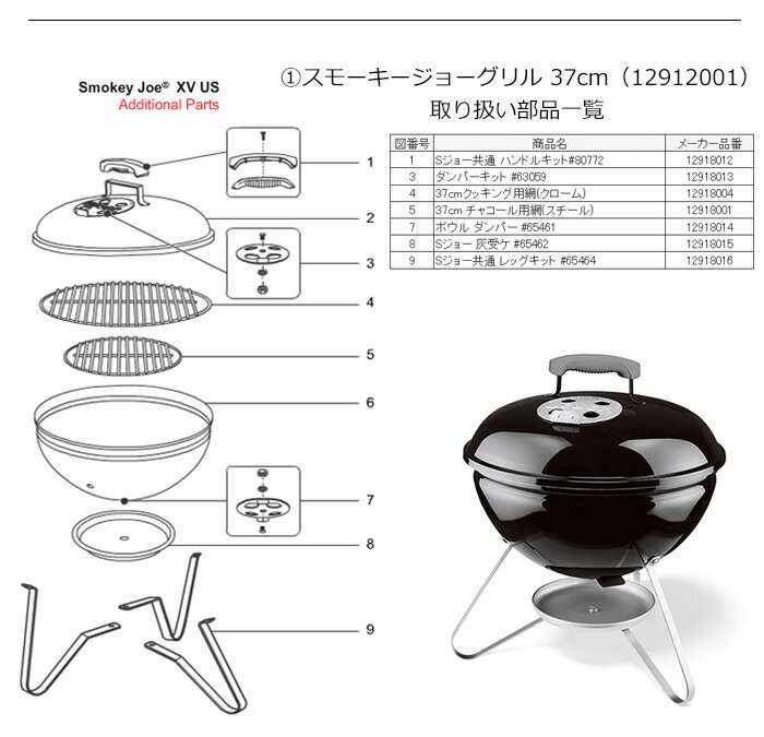 ★Weber ウェーバー スモーキージョー 共通 ハンドルキット #80772 12918012 【 日...