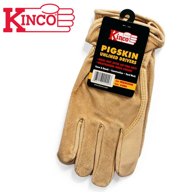 ★ Kinco Gloves キンコグローブ Unlined Grain Pigskin Gloves 94WA 【 アウトドア ガーデニング DIY ドライブ 】【メール便・代引不可】