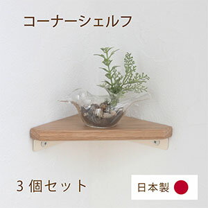 【日本製】SALA コーナーシェルフ 3個セット [オーク無垢材]