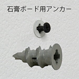 石膏ボード用アンカー ( ビス付き )　※ 商品お買上げのお客様のみご注文可【インターワークス】 プラスターボード 用 タッピング ビス ネジ アンカー】石膏ボード壁　取り付け ねじ ビス アンカー 壁掛け 用 壁 付け ネジ 2色 黒 ブラック / 白 ホワイト