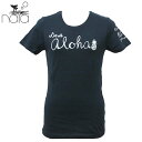 レディース aloha ネイビー 紺 半袖 Tシャツ（S M L）ファッション 夏 ハワイ 海 おしゃれ 可愛い naia ナイア トップス