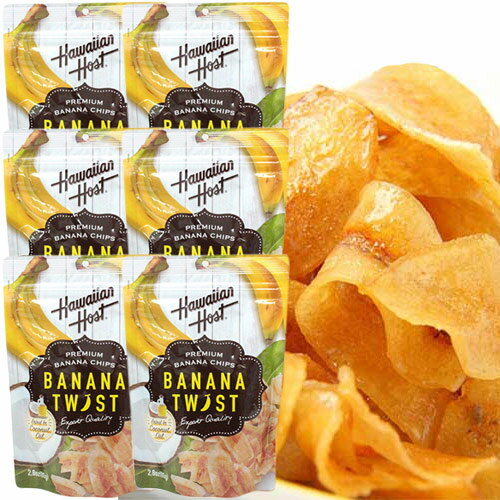 6袋セット ハワイアンホースト バナナツイスト 80g×6袋 ハワイ 土産まとめ買い ハワイアンフード 食品 おやつ お菓子 フルーツ 果物