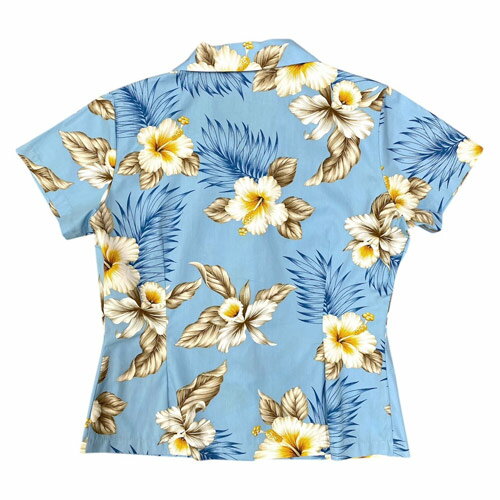 アロハシャツ レディース Two Palms トゥーパームス 綿 コットンハイビスカス トレンド ライトブルー S M Lおしゃれ 結婚式 半袖 リゾート 海 夏 ハワイアン柄 生地 総柄 花柄 カジュアル ビーチシャツ 旅行 大きいサイズ ハワイ