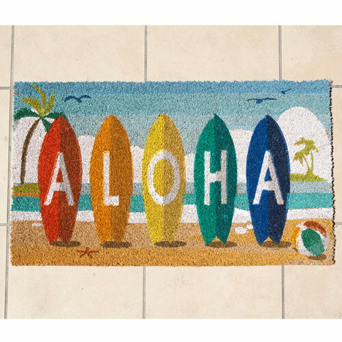 コイヤーマット ALOHA SURFハワイアン 雑貨 ハワイ雑貨 ベランダ 玄関 屋外用 おしゃれ