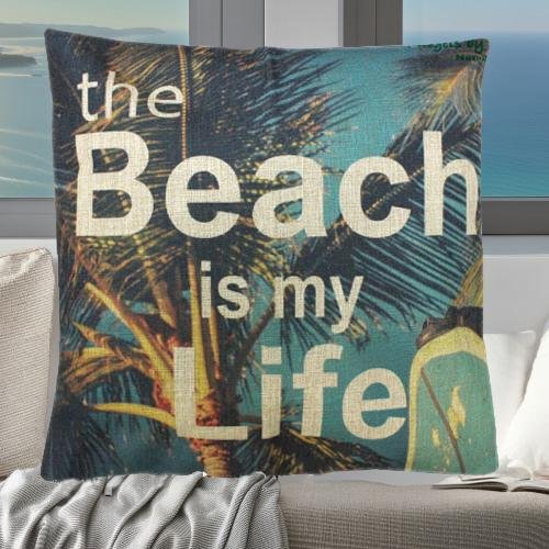 ピローカバー エンジェルズバイザシー ビーチライフ ナチュラル 18インチクッションカバーハワイアン 雑貨 ハワイ雑貨 Angels by the Sea Hawaii エンジェルズバイザシー 芸能人 セレブ 愛用 メディア掲載 ハワイ インテリア