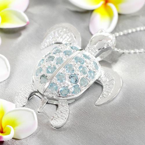 ハワイアンジュエリー キラキラホヌペンダント ブルー PEP1596B チェーン付 ハワイアン雑貨 ギフト プレゼント クリスマス