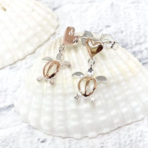 ハワイアンジュエリー ピアス ハート&ホヌ ピンクゴールド se24706ギフト プレゼント 誕生日 お祝 クリスマス 記念日 ホワイトデー イヤリング