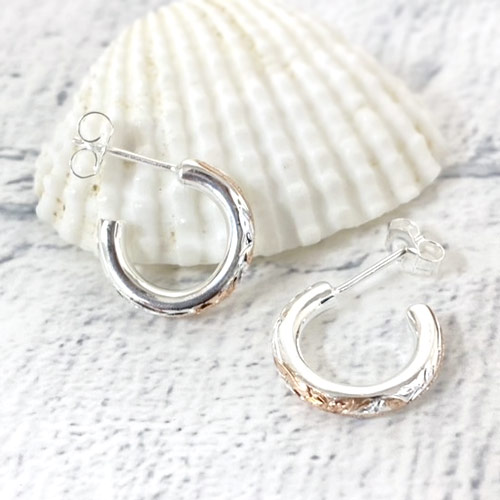 ハワイアンジュエリー ハーフムーン ピンクゴールド ピアス se39403 ギフト プレゼント 誕生日 お祝 クリスマス 記念日 ホワイトデーイヤリング