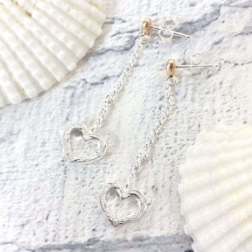 ハワイアンジュエリー ロングピアス ハート チェーン ハート ピンクゴールド se54206 ギフト プレゼント 誕生日 お祝 クリスマス 記念日 ホワイトデー...