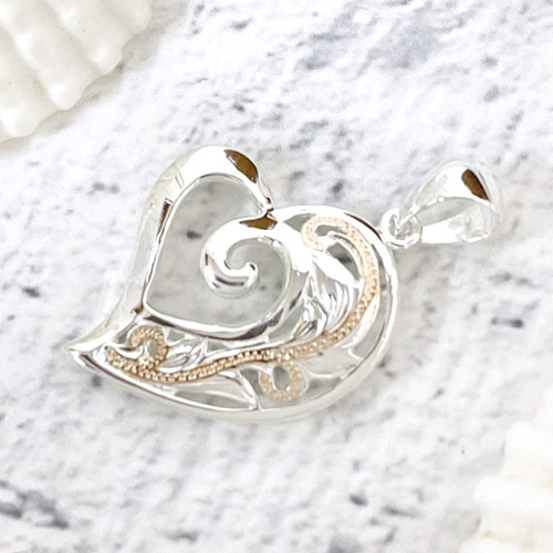 ハワイアンジュエリー ペンダント ハート スクロール ペンダントピンクゴールド sp82137 ネックレス ギフト プレゼント 誕生日 お祝 クリスマス 記念日 ホワイトデー