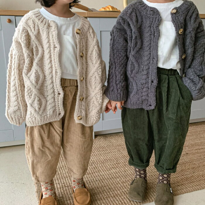 キッズ ニット カーディガン ケーブル編み ローゲージニット 男の子 女の子 子供服...