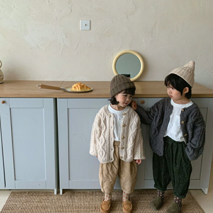 キッズ ニット カーディガン ケーブル編み ローゲージニット 男の子 女の子 子供服...