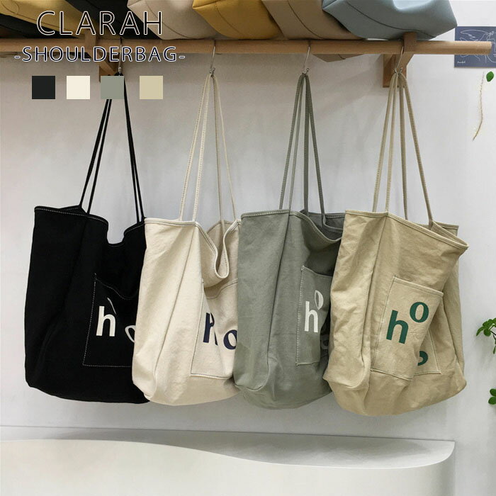 レディース ロゴ トートバッグ キャンバス エコバッグ カジュアル 大きめ 学生 通学 オシャレ ロゴバッグ ネコポス送料無料のサムネイル