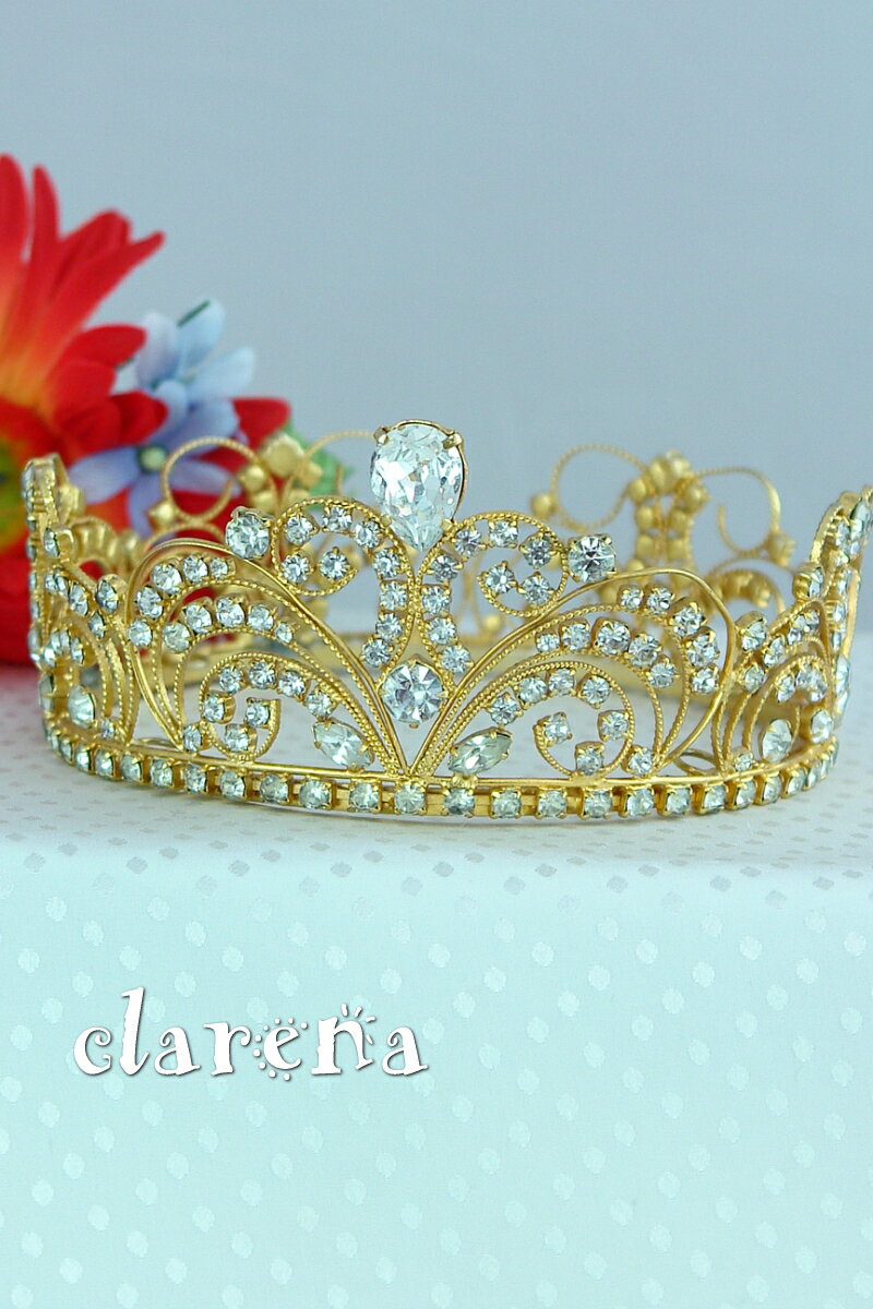 《ブラックフライデークーポンで500円-27,000円OFF》販売 クラレナの ゴールドにクリアラインストーン クラウン(TR36)(USED品)【中古】 [f...