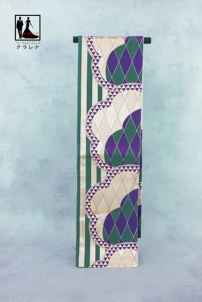 《ブラックフライデークーポンで500円-27,000円OFF》販売 クラレナの 金 深緑 紫 梅 振袖用 正絹 袋帯 (cl_kimono2506) (中古) ...