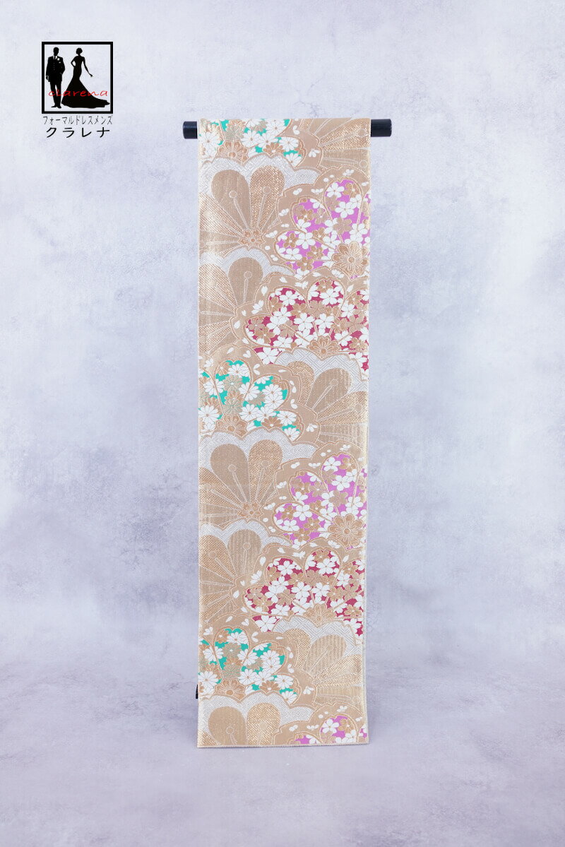 《ブラックフライデークーポンで500円-27,000円OFF》販売 クラレナの 金 桜花 振袖用 正絹 袋帯 (cl_kimono2519) (中古) (USE...