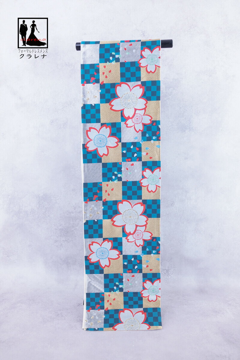 《ブラックフライデークーポンで500円-27,000円OFF》販売 クラレナの 金 銀 緑青 桜 花びら 市松 振袖用 正絹 袋帯 (cl_kimono2559...