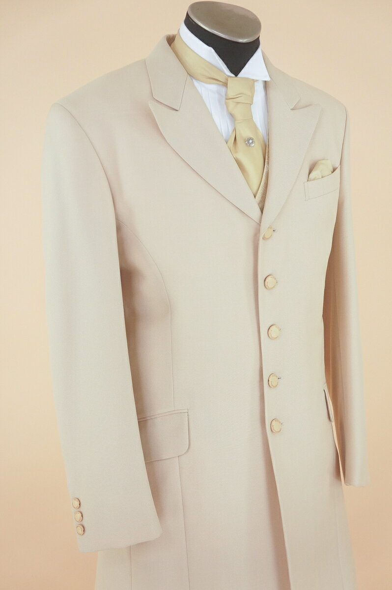 《お買物マラソン クーポン利用で 7％オフ》販売 クラレナの タイ付き ベージュ フロックコート L S (MMm928) (USED品) 【 中古 】(リサイクル)【洋装】【メンズ】【燕尾服】