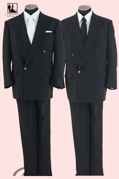 【送料無料】男性 ブラックフォーマル 冠婚葬祭 販売 クラレナのアジャスター付 日本製 毛100% オールシーズン 黒 ダブル 礼服 O4・B7/6・AB7/6/5/4/3・A7/6/4 (MMm970)(USED品)【中古】【洋装】【メンズ】