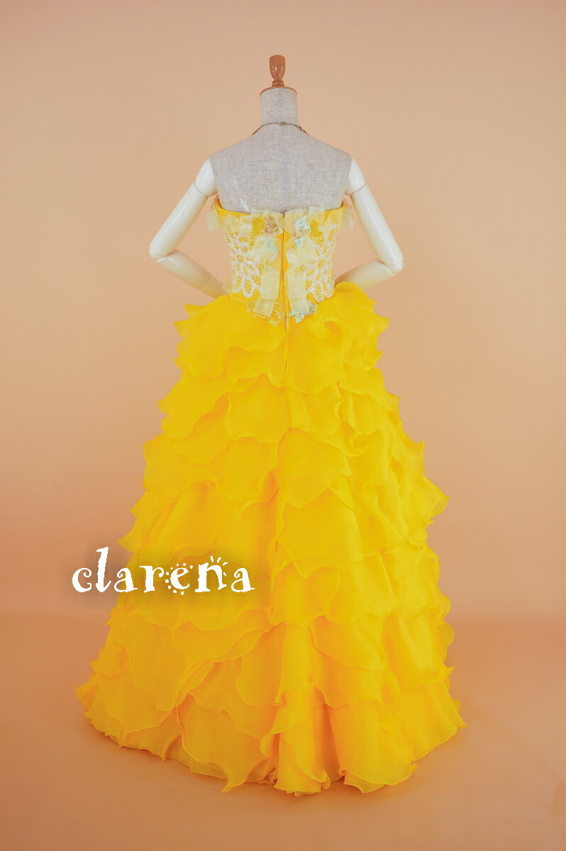 想像を超えての 送料無料 裾上げ加工済み クラレナの鮮やかイエローに多種装飾 フリル カラードレス 9号 Clc3923 品 リサイクル 洋装 ドレス Cd9 海外正規品 Soyfanimal Com