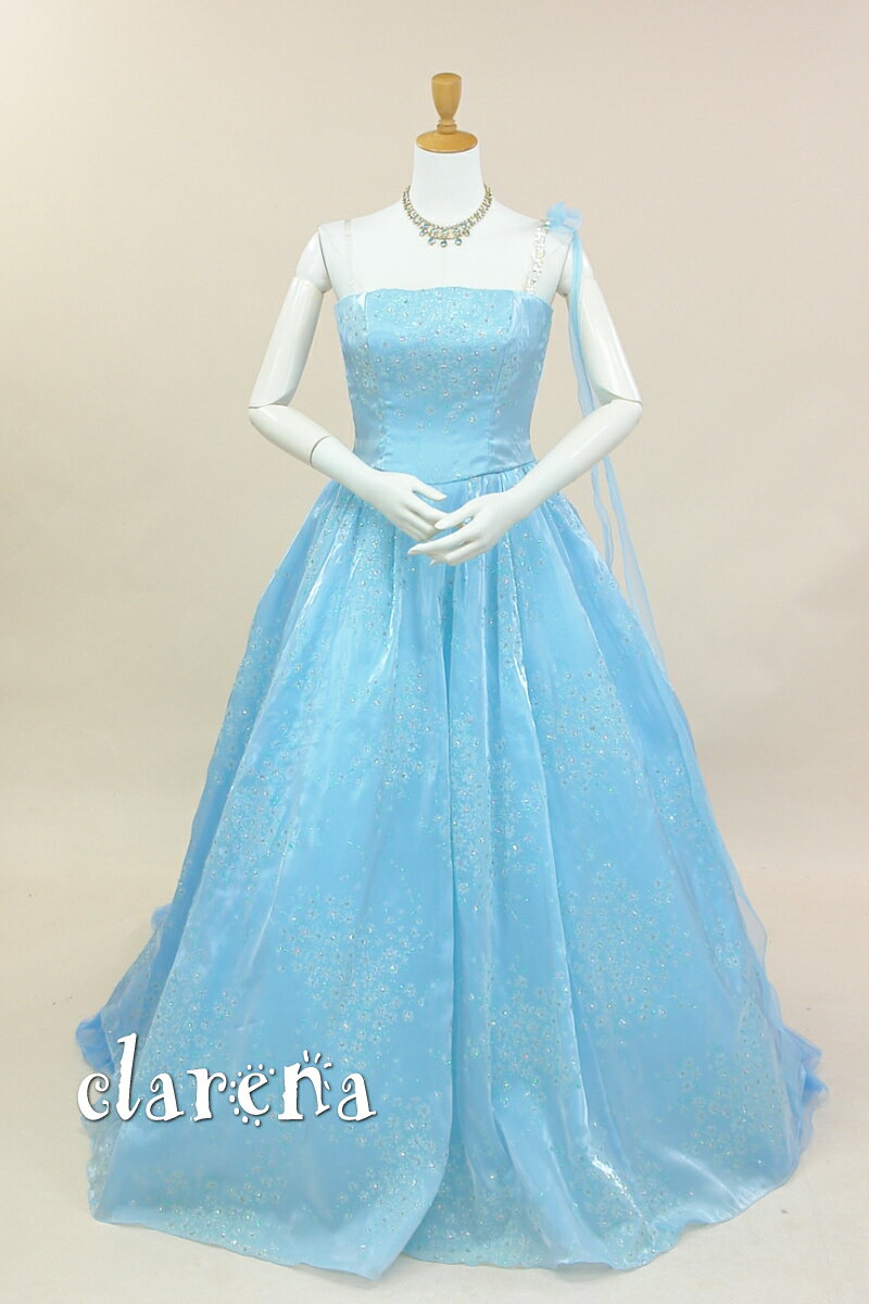 【完売御礼】水色煌めき小花カラードレス13号フリー(CLC2202)(USED品)（リサイクル）【中 ...