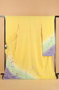 《楽天スーパーSALE クーポン利用で20%オフ》販売 クラレナの 黄色+薄黄緑+薄紫に梅と桜 正絹 中振袖 (MS526) (中古)(USED) (リサイクル)【和装】【着物】【女性】【中振袖】