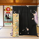 《フォーマル衣装》販売 クラレナの 裄長め 黒 薄紫 桜 毬 正絹 中振袖 + 金 深緑 冊子文 流水 笠松 宝尽くし 正絹 袋帯 2点セット (MS874) ...