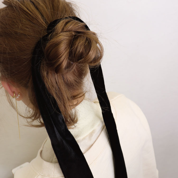 ベロアリボンヘアゴム