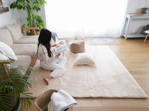 【メーカー直送】 130x190cm長方形 1.5畳 ラグ リビング マット おしゃれ 床暖ホットカーペット 洗える MS-305-130X190-BE EXマイクロ2層ウレタンラグ ベージュ トシシミズ