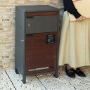 【メーカー直送】 おしゃれ 玄関 かわいい シンプル 郵便ポスト付 宅配ボックス Maisie(メイジー) ダークグレー/ブラウン木目 PBX-057