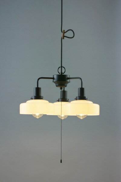 後藤照明 大正ロマン 昭和 レトロ ペンダントライト 浅盛・ローカン ブラック 3灯 LED（電球色） GLF-3518BK