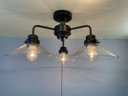 後藤照明 大正ロマン 昭和 レトロ シャンデリア 透明P1ガラスセード ブラック 3灯 白熱灯 GLF-3546BK