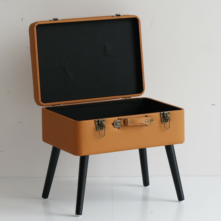 【メーカー直送】 トランク型 収納スツール Pick Stool ブラック×キャメル st-3263 市場株式会社