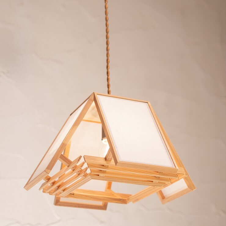 【メーカー直送】 新洋電気 羽 和風ペンダントライト 白熱灯 AP840 和室 照明 強化和紙 ワーロン素材 おしゃれ 日本製 国産 木製