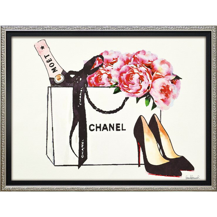 絵画 版画 額縁 おしゃれ オマージュ キャンバスアート「シャンパン アンド ショッピング」 Sサイズ BC-07074