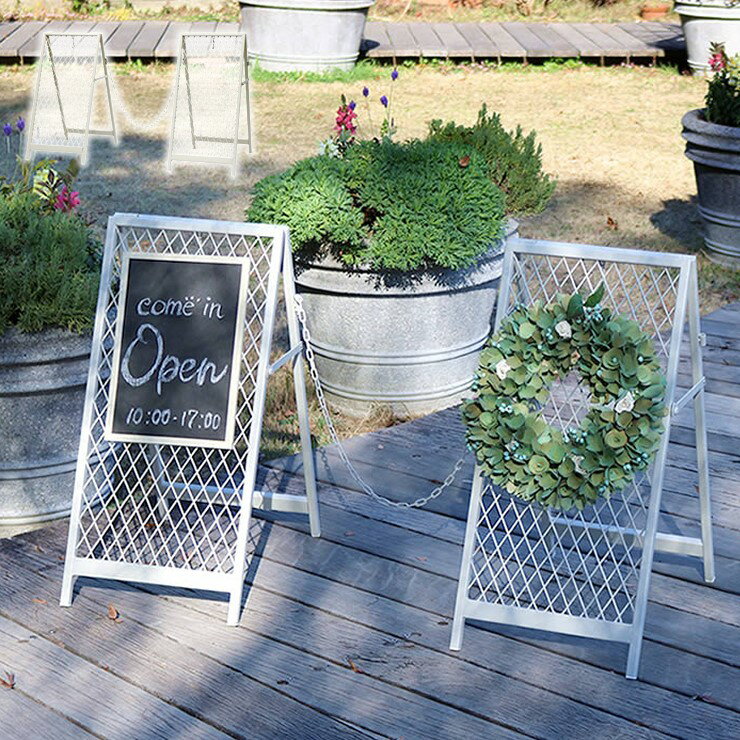 【メーカー直送】 屋外 おしゃれ 庭 スタンド式チェーンゲート ツイル アイボリーホワイト 白 TW003WHT 折りたたみ スリム 看板 かわいい