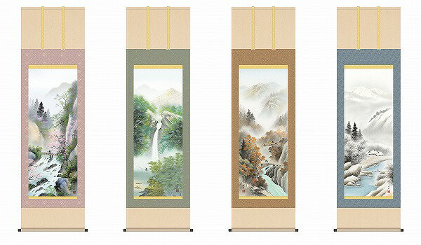 【メーカー直送】 掛け軸 床の間 掛軸 モダン 四季情景 小林秀峰 尺五