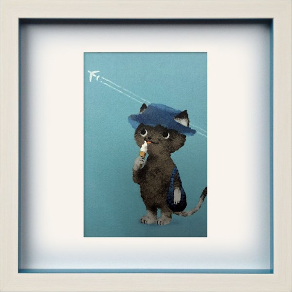 アートパネル 菜生(nao) Square Frame 猫 プチ旅行 ZNO-62145 壁掛け アートフレーム 絵画 アートポスター 額 北欧 モダン おしゃれ 玄関 リビング