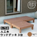 【メーカー直送】 おしゃれ 屋外 庭 エコフィール 人工木ウッドデッキ 3台 ライトブラウン PWDE-3P-LBR