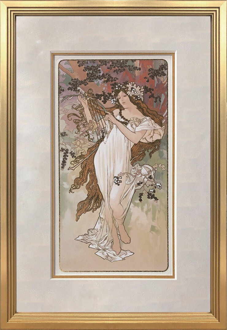 絵画 版画 額絵 おしゃれ アルフォンス・ミュシャ Spring GAM-62467 春
