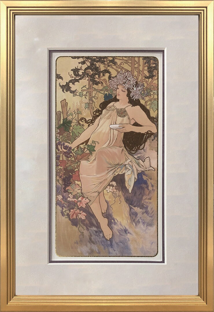 絵画 版画 額絵 おしゃれ アルフォンス・ミュシャ Autumn GAM-62469 秋