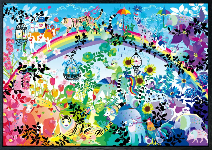 アートパネル 絵画 版画 額絵 おしゃれ かわいい 可愛い 動物 自然 ホラグチカヨ 巡り巡りまたきっと会える ZKH-53664