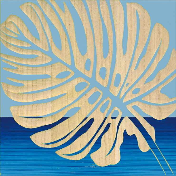 絵画 おしゃれ 木製 木彫り ウッド スカルプチャー アート「シングル モンステラ2（BL+NP）」 SA-08572