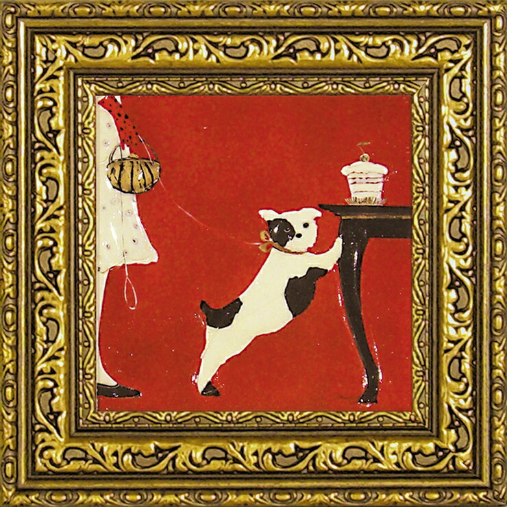 絵画 版画 額縁 おしゃれ ドミンゲス「首輪」 DO-04321 かわいい 犬 いぬ イヌ 可愛い 散歩 動物