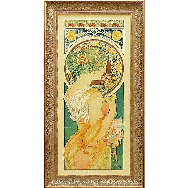 材質：樹脂フレーム仕様：絵の表面を特殊ゲル加工生産国：日本アール・ヌーヴォー(アールヌーボー)：星、宝石、花などの様々な概念を女性の姿を用いて表現するスタイルと、華麗な曲線を多用したデザインが特徴。【注意】商品画像はお客様のモニターやモバイル端末のディスプレイ(液晶の差や輝度の違い等)・画面設定、商品写真の撮影状況等により、多少の色味の違いが発生する場合がございます。カラーによっては、実際の商品も自然光や照明により違った色合いに見える場合がございます。色・質感等がイメージと異なるといった理由による返品・交換・キャンセルはお受けいたしかねます。返品・交換について「返品不可」：返品不可の商品⇒詳細はこちらをクリック※当店ではお客様都合による交換は受け付けておりません。メーカー/品番ユーパワー AM-20022商品カテゴリ家具・インテリア 掛け軸・額絵・絵画 洋画 その他本体サイズW43.5xH83xD4cm 約2kg商品説明主な仕様： ユーパワー■検索コード 20250730■ジャンル ホビー アート・美術品・骨董品・民芸品 絵画 版画 その他■カテゴリ 家具・インテリア 掛け軸・額絵・絵画 洋画 その他その他注意事項※本商品は、メーカー取り寄せのため、欠品している場合がございます。※画像はイメージです。商品の詳細はメーカー受付窓口/HPにてご確認ください。※掲載商品は予告無く販売終了となっている場合もあり、掲載商品全ての出荷確約をするものではありません。