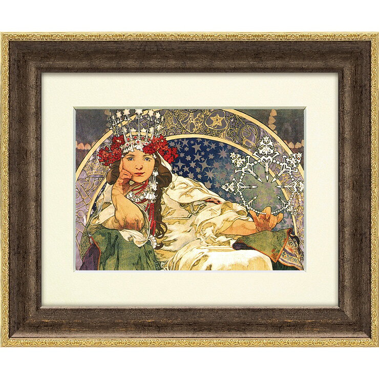 材質：樹脂フレーム、ガラス仕様：2mmマット付生産国：日本アール・ヌーヴォー(アールヌーボー)：星、宝石、花などの様々な概念を女性の姿を用いて表現するスタイルと、華麗な曲線を多用したデザインが特徴。【注意】商品画像はお客様のモニターやモバイル端末のディスプレイ(液晶の差や輝度の違い等)・画面設定、商品写真の撮影状況等により、多少の色味の違いが発生する場合がございます。カラーによっては、実際の商品も自然光や照明により違った色合いに見える場合がございます。色・質感等がイメージと異なるといった理由による返品・交換・キャンセルはお受けいたしかねます。返品・交換について「返品不可」：返品不可の商品⇒詳細はこちらをクリック※当店ではお客様都合による交換は受け付けておりません。メーカー/品番ユーパワー AM-02006商品カテゴリ家具・インテリア 掛け軸・額絵・絵画 洋画 その他本体サイズW20xH24xD1.5cm 約0.4kg商品説明主な仕様： ユーパワー■検索コード 20250730■ジャンル ホビー アート・美術品・骨董品・民芸品 絵画 版画 その他■カテゴリ 家具・インテリア 掛け軸・額絵・絵画 洋画 その他その他注意事項※本商品は、メーカー取り寄せのため、欠品している場合がございます。※画像はイメージです。商品の詳細はメーカー受付窓口/HPにてご確認ください。※掲載商品は予告無く販売終了となっている場合もあり、掲載商品全ての出荷確約をするものではありません。