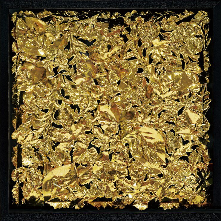 アートパネル 立体アート おしゃれ 額縁 エムエス デコアート「スパークリング リーブス」 MS-35002 ゴールド 金色