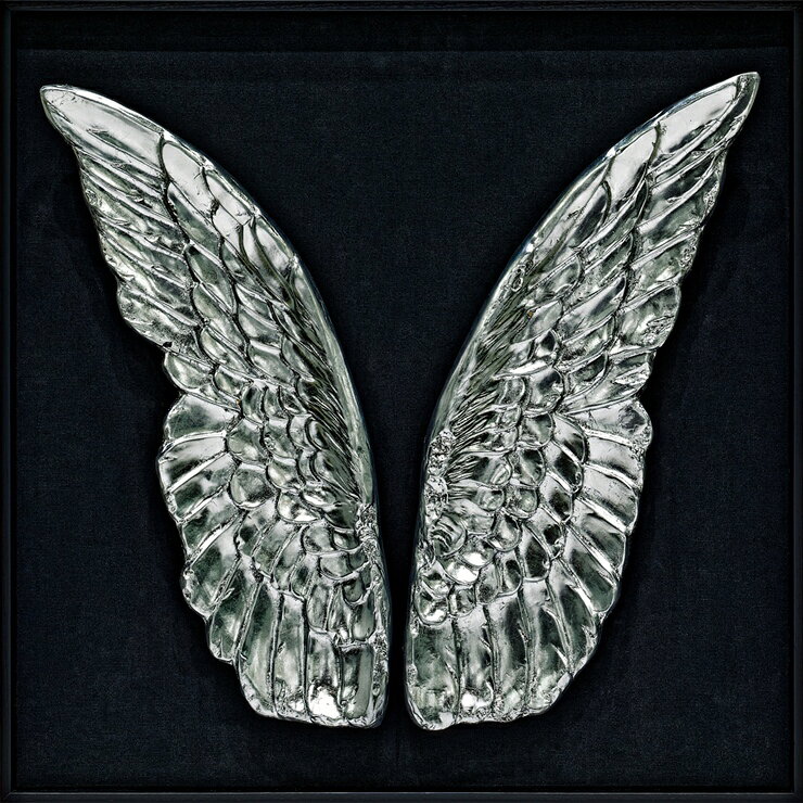 アートパネル 立体アート おしゃれ 額縁 エムエス デコアート「シルバー ウィングス」 MS-38503 羽根 シルバー 銀色
