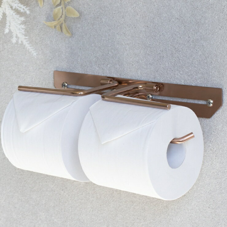 Holder - 【メーカー直送】 おしゃれ シンプル かわいい ステンレス トイレットペーパーホルダー Cloe-クロエ- ダブル ピンクゴールド PH-049