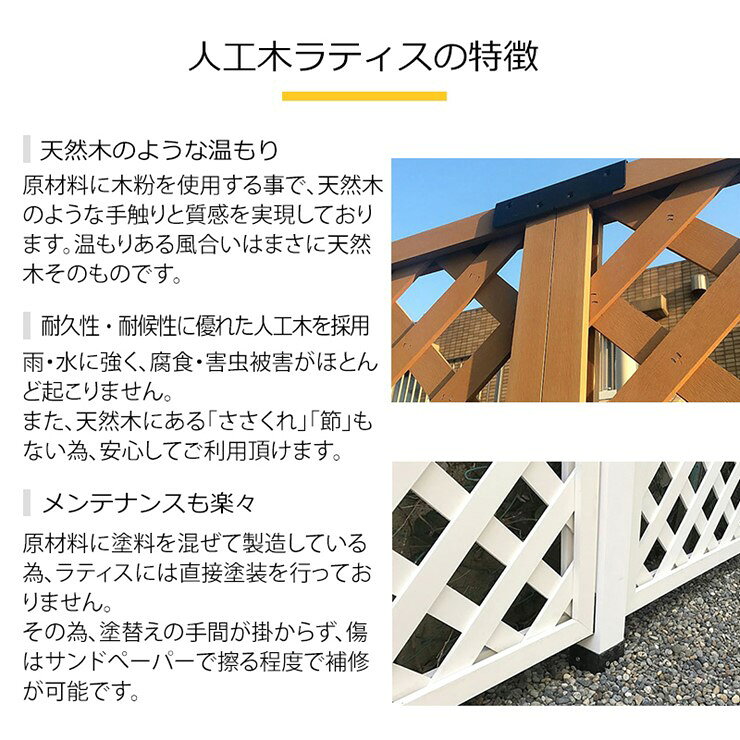 【メーカー直送】 人工木ラティスフェンス 1500×900mm ホワイト 単品 目隠し 柵 仕...